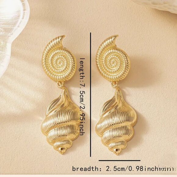 Zara Spiral Gold Earrings - Picture 4 of 4